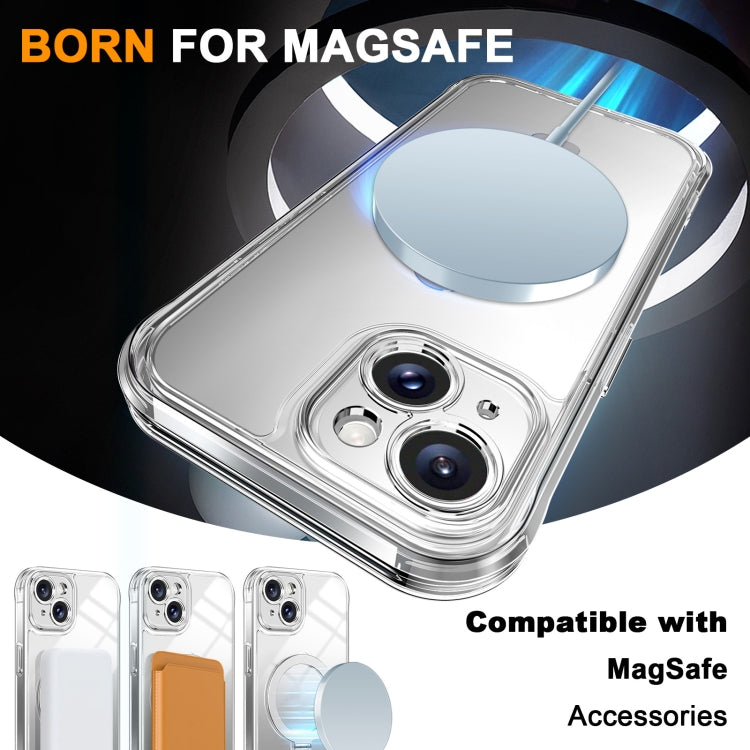For iPhone 15 Plus / 14 Plus Skin Feel MagSafe Holder 360 Full Body Phone Case(Transparent) - iPhone 15 Plus Cases by buy2fix | Online Shopping UK | buy2fix