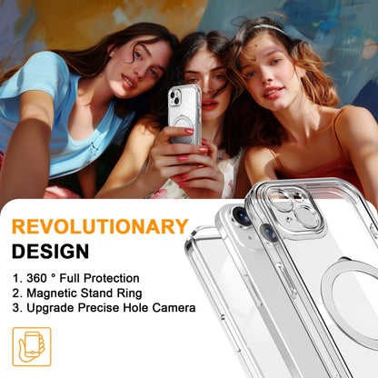 For iPhone 15 Plus / 14 Plus Skin Feel MagSafe Holder 360 Full Body Phone Case(Transparent) - iPhone 15 Plus Cases by buy2fix | Online Shopping UK | buy2fix