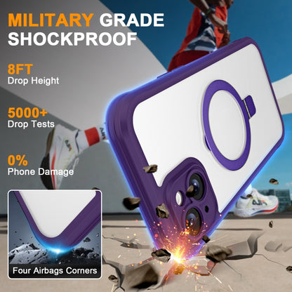 For iPhone 15 Plus / 14 Plus Skin Feel MagSafe Holder 360 Full Body Phone Case(Dark Purple) - iPhone 15 Plus Cases by buy2fix | Online Shopping UK | buy2fix