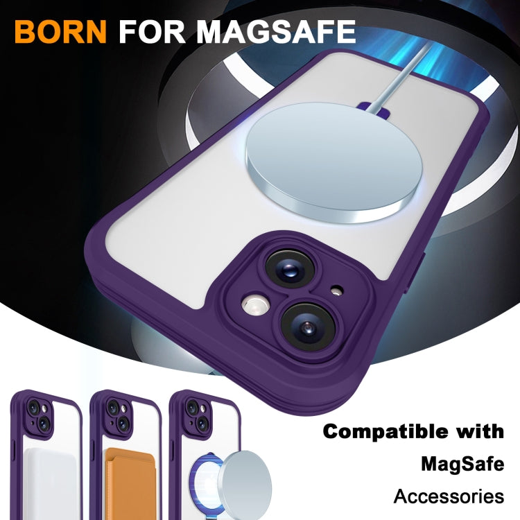 For iPhone 15 Plus / 14 Plus Skin Feel MagSafe Holder 360 Full Body Phone Case(Dark Purple) - iPhone 15 Plus Cases by buy2fix | Online Shopping UK | buy2fix