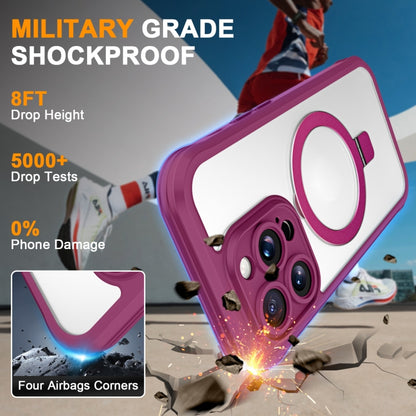 For iPhone 14 Pro Skin Feel MagSafe Holder 360 Full Body Phone Case(Rose Red) - iPhone 14 Pro Cases by buy2fix | Online Shopping UK | buy2fix