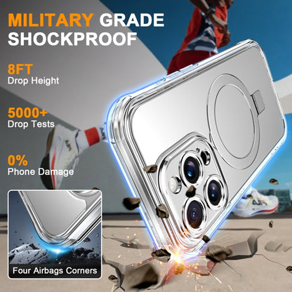 For iPhone 14 Pro Skin Feel MagSafe Holder 360 Full Body Phone Case(Transparent) - iPhone 14 Pro Cases by buy2fix | Online Shopping UK | buy2fix