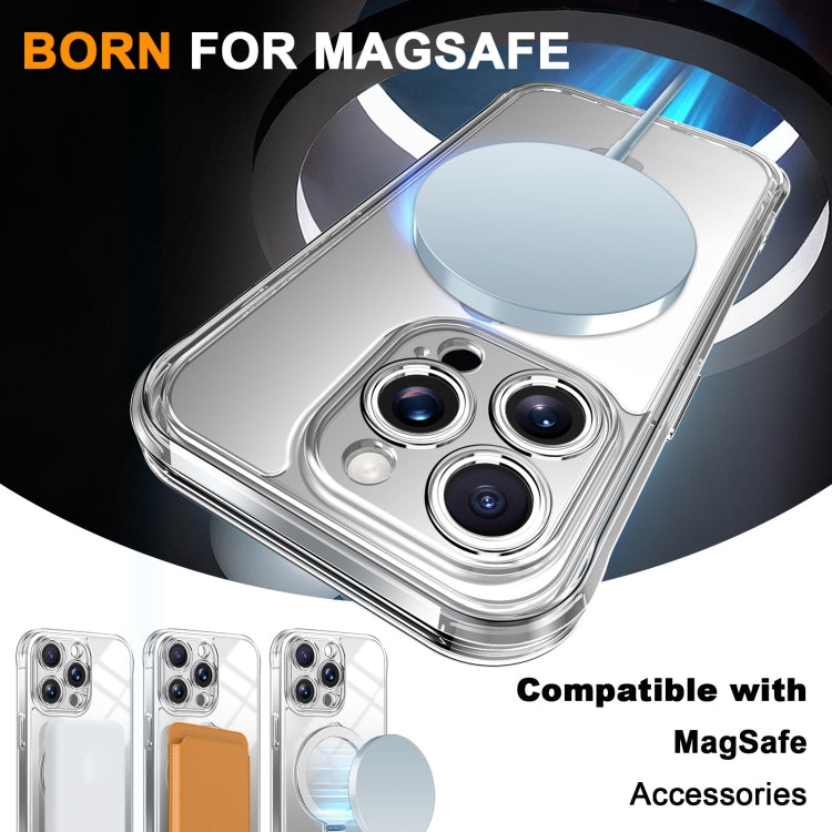 For iPhone 14 Pro Skin Feel MagSafe Holder 360 Full Body Phone Case(Transparent) - iPhone 14 Pro Cases by buy2fix | Online Shopping UK | buy2fix