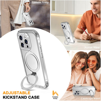 For iPhone 14 Pro Skin Feel MagSafe Holder 360 Full Body Phone Case(Transparent) - iPhone 14 Pro Cases by buy2fix | Online Shopping UK | buy2fix