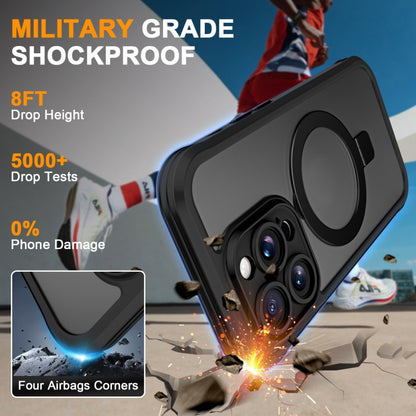 For iPhone 14 Pro Max Skin Feel MagSafe Holder 360 Full Body Phone Case(Black) - iPhone 14 Pro Max Cases by buy2fix | Online Shopping UK | buy2fix