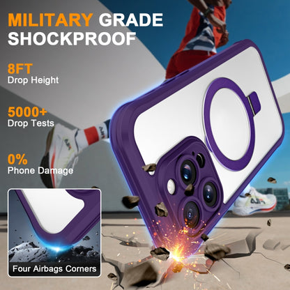 For iPhone 14 Pro Max Skin Feel MagSafe Holder 360 Full Body Phone Case(Dark Purple) - iPhone 14 Pro Max Cases by buy2fix | Online Shopping UK | buy2fix