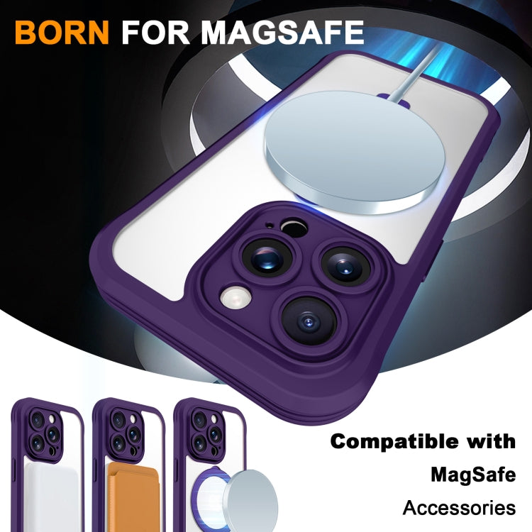 For iPhone 14 Pro Max Skin Feel MagSafe Holder 360 Full Body Phone Case(Dark Purple) - iPhone 14 Pro Max Cases by buy2fix | Online Shopping UK | buy2fix