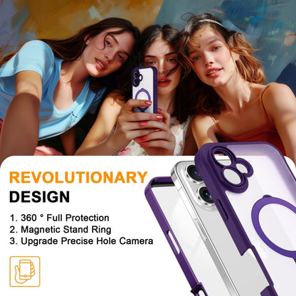 For iPhone 16 Skin Feel MagSafe Holder 360 Full Body Phone Case(Dark Purple) - More iPhone Cases by buy2fix | Online Shopping UK | buy2fix