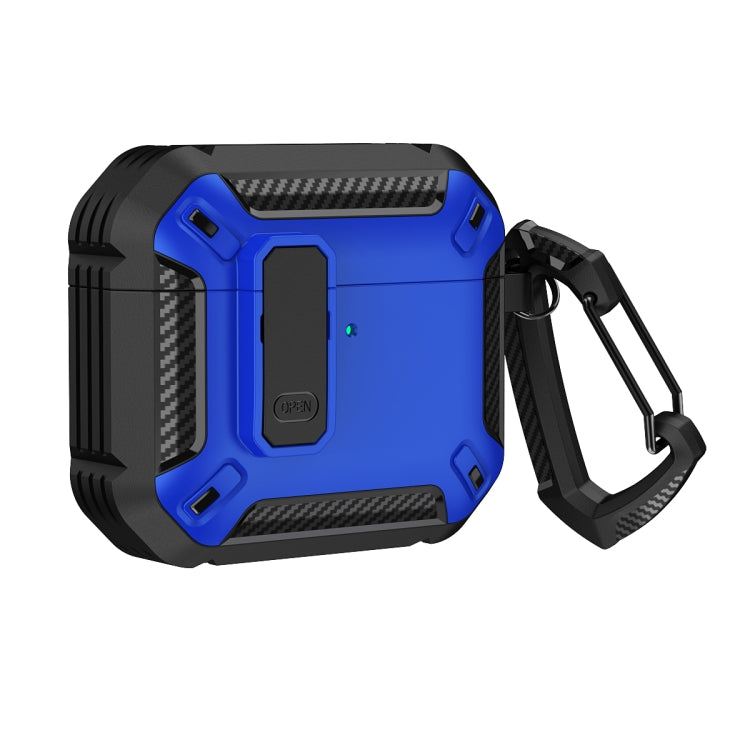 For AirPods 4 Shield Shockproof Earphone Protective Case with Hook(Black Blue) - For AirPods 4 by buy2fix | Online Shopping UK | buy2fix