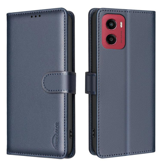 For Motorola Moto G05 Litchi Texture RFID Anti-theft Leather Phone Case(Blue)