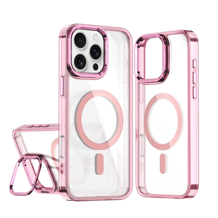 For iPhone 16 Pro Acrylic Camera Holder MagSafe Magnetic Phone Case(Pink) - iPhone 16 Pro Cases by buy2fix | Online Shopping UK | buy2fix