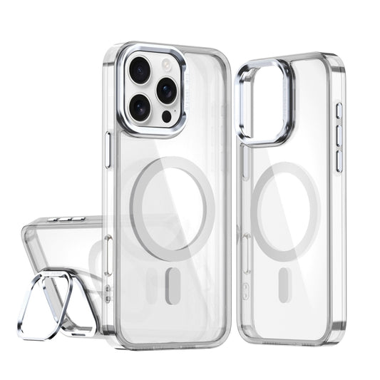 For iPhone 16 Pro Acrylic Camera Holder MagSafe Magnetic Phone Case(White) - iPhone 16 Pro Cases by buy2fix | Online Shopping UK | buy2fix