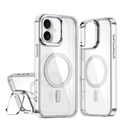 For iPhone 16 Plus Acrylic Camera Holder MagSafe Magnetic Phone Case(White) - iPhone 16 Plus Cases by buy2fix | Online Shopping UK | buy2fix