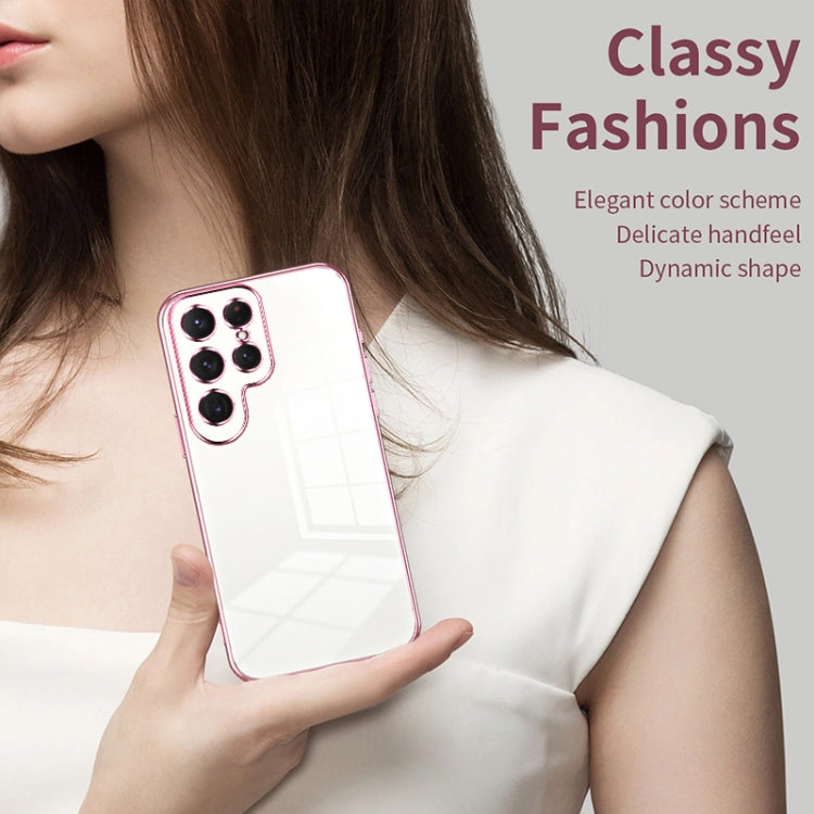 For Samsung Galaxy S25 Ultra 5G Transparent Plating Fine Hole Phone Case(Purple) by buy2fix