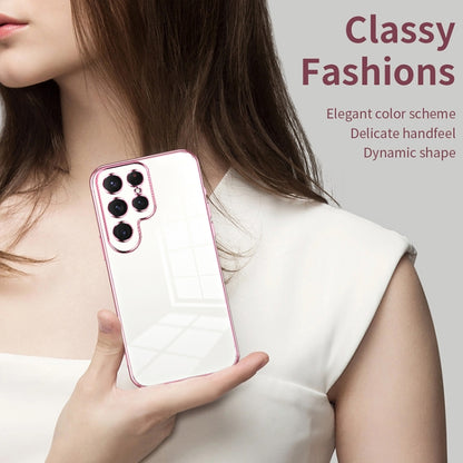 For Samsung Galaxy S25 Ultra 5G Transparent Plating Fine Hole Phone Case(Purple) by buy2fix