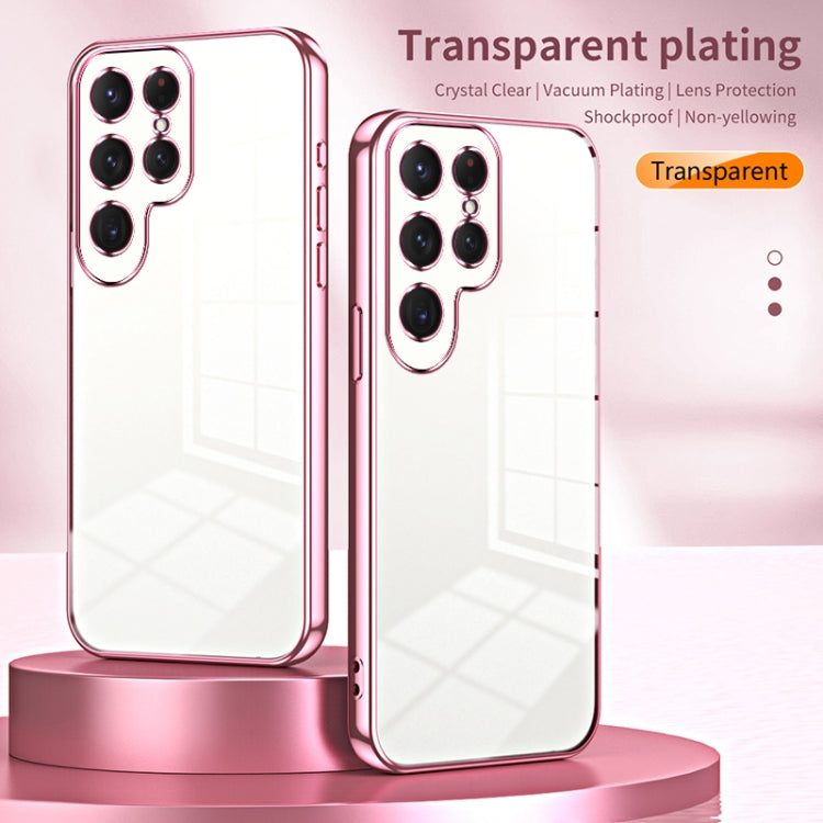 For Samsung Galaxy S25 Ultra 5G Transparent Plating Fine Hole Phone Case(Pink) - Galaxy S25 Ultra 5G Cases by buy2fix | Online Shopping UK | buy2fix