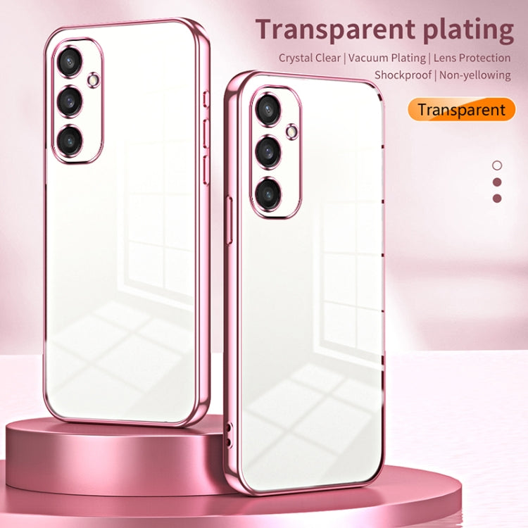 For Samsung Galaxy S25 5G Transparent Plating Fine Hole Phone Case(Pink) by buy2fix