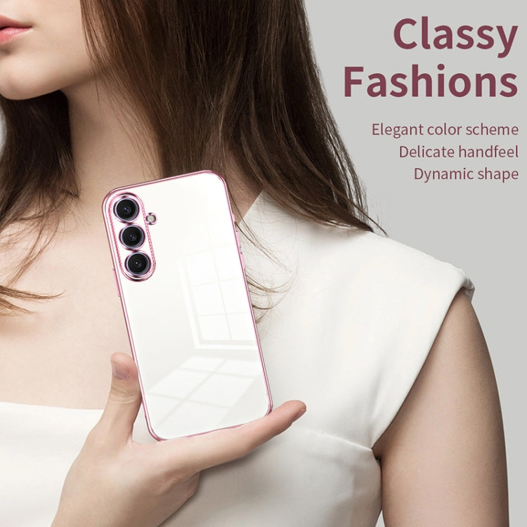 For Samsung Galaxy S25+ 5G Transparent Plating Fine Hole Phone Case(Purple) by buy2fix