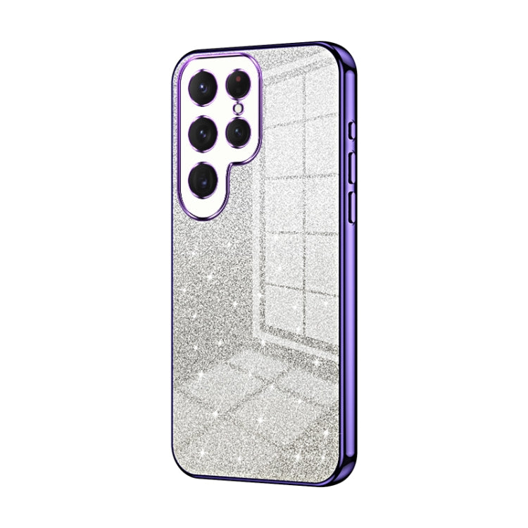 For Samsung Galaxy S25 Ultra 5G Gradient Glitter Powder Electroplated Phone Case(Purple) by buy2fix