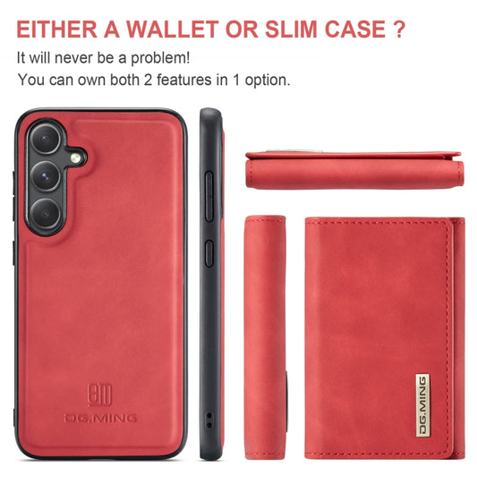 For Samsung Galaxy S24 FE 5G DG.MING M1 Series 3-Fold Multi Card Wallet + Magnetic Phone Case(Red) by DG.MING