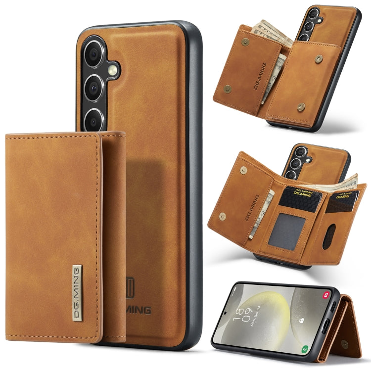 For Samsung Galaxy S24 FE 5G DG.MING M1 Series 3-Fold Multi Card Wallet + Magnetic Phone Case(Brown) by DG.MING