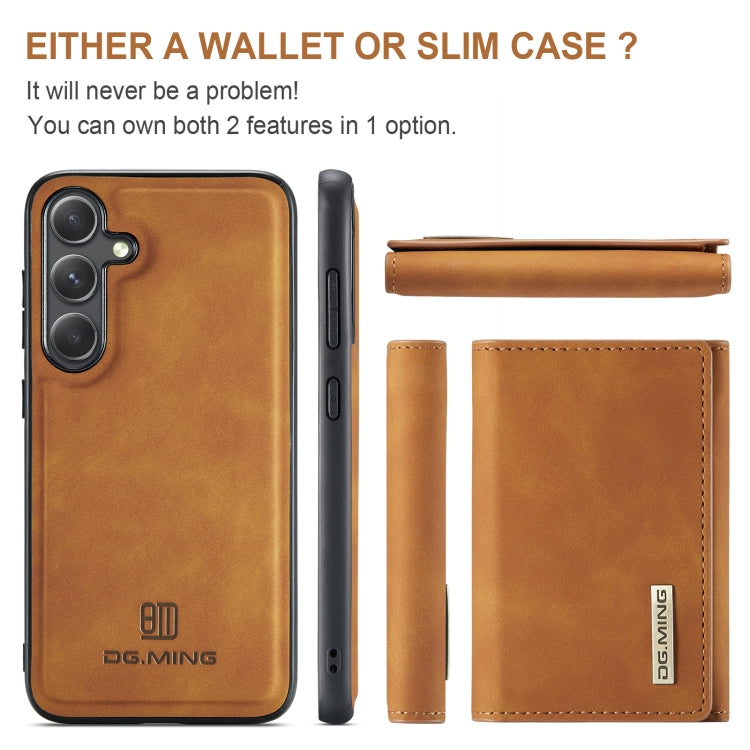 For Samsung Galaxy S24 FE 5G DG.MING M1 Series 3-Fold Multi Card Wallet + Magnetic Phone Case(Brown) by DG.MING