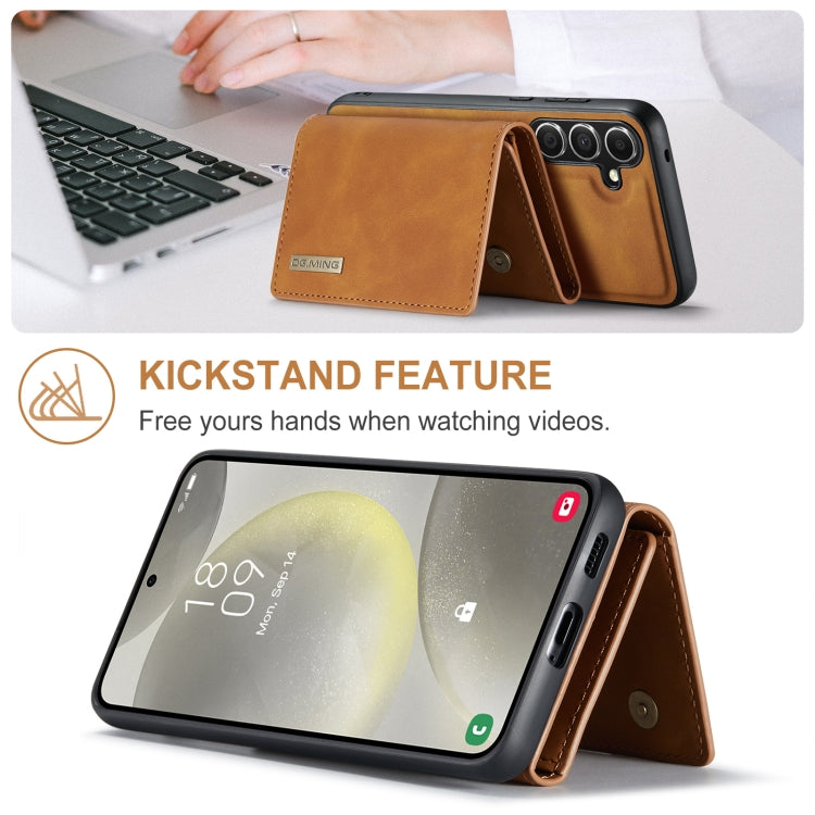 For Samsung Galaxy S24 FE 5G DG.MING M1 Series 3-Fold Multi Card Wallet + Magnetic Phone Case(Brown) by DG.MING