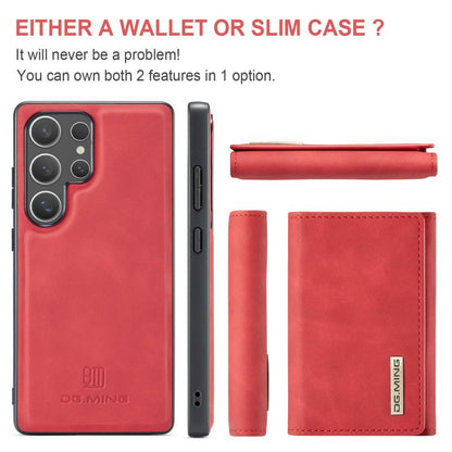 For Samsung Galaxy S25 Ultra 5G DG.MING M1 Series 3-Fold Multi Card Wallet + Magnetic Phone Case(Red) - Galaxy S25 Ultra 5G Cases by DG.MING | Online Shopping UK | buy2fix