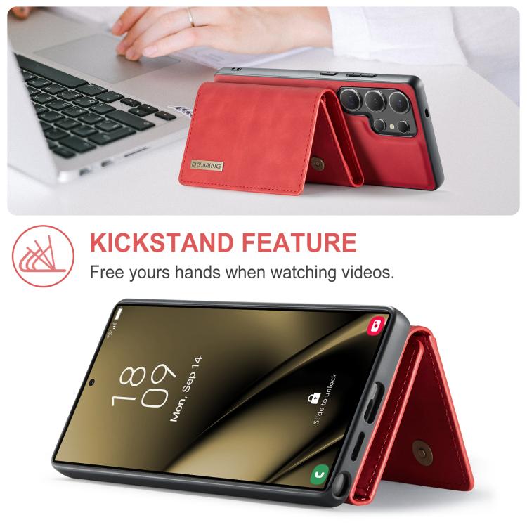 For Samsung Galaxy S25 Ultra 5G DG.MING M1 Series 3-Fold Multi Card Wallet + Magnetic Phone Case(Red) - Galaxy S25 Ultra 5G Cases by DG.MING | Online Shopping UK | buy2fix