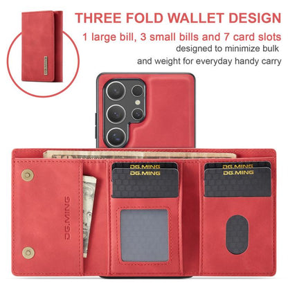 For Samsung Galaxy S25 Ultra 5G DG.MING M1 Series 3-Fold Multi Card Wallet + Magnetic Phone Case(Red) - Galaxy S25 Ultra 5G Cases by DG.MING | Online Shopping UK | buy2fix