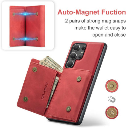 For Samsung Galaxy S25 Ultra 5G DG.MING M1 Series 3-Fold Multi Card Wallet + Magnetic Phone Case(Red) - Galaxy S25 Ultra 5G Cases by DG.MING | Online Shopping UK | buy2fix
