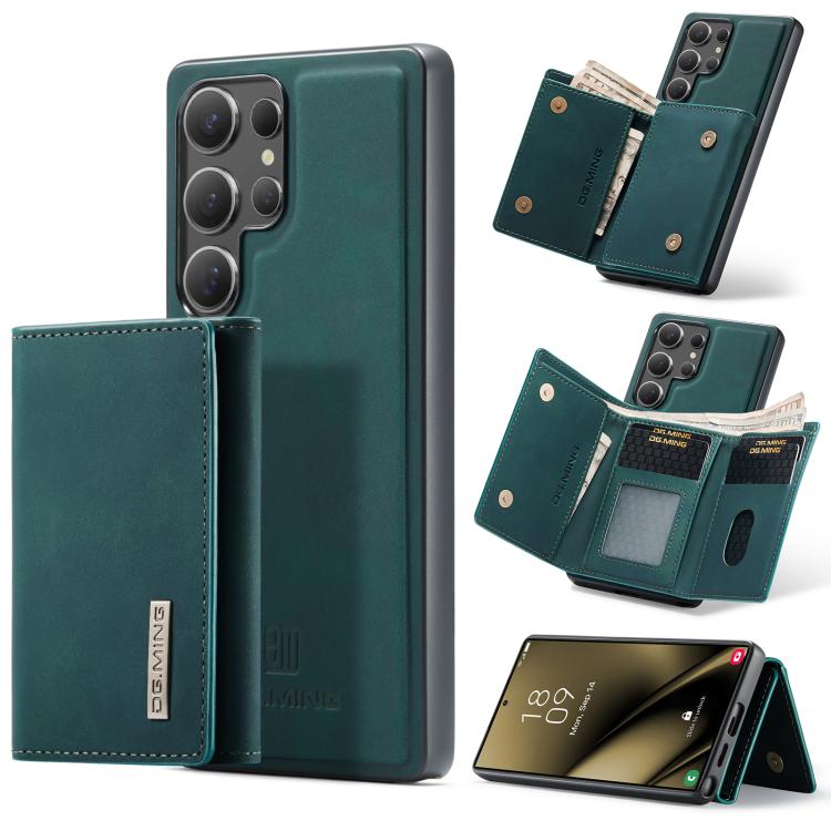 For Samsung Galaxy S25 Ultra 5G DG.MING M1 Series 3-Fold Multi Card Wallet + Magnetic Phone Case(Green) - Galaxy S25 Ultra 5G Cases by DG.MING | Online Shopping UK | buy2fix