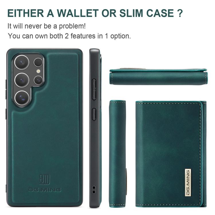 For Samsung Galaxy S25 Ultra 5G DG.MING M1 Series 3-Fold Multi Card Wallet + Magnetic Phone Case(Green) - Galaxy S25 Ultra 5G Cases by DG.MING | Online Shopping UK | buy2fix
