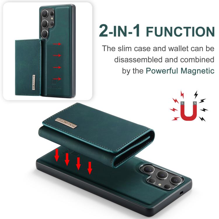 For Samsung Galaxy S25 Ultra 5G DG.MING M1 Series 3-Fold Multi Card Wallet + Magnetic Phone Case(Green) - Galaxy S25 Ultra 5G Cases by DG.MING | Online Shopping UK | buy2fix