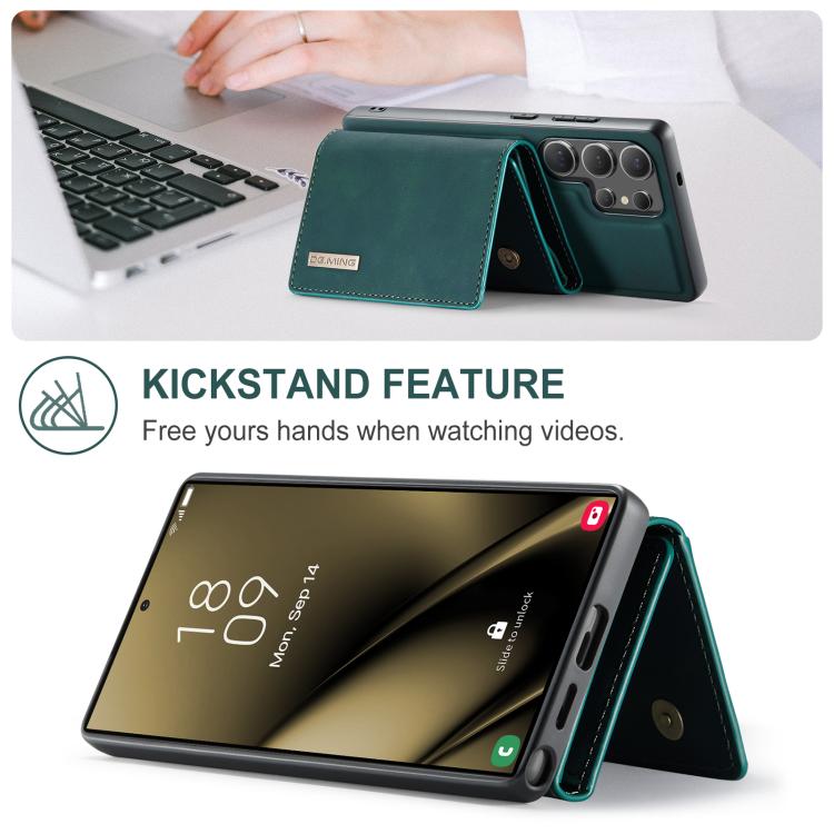 For Samsung Galaxy S25 Ultra 5G DG.MING M1 Series 3-Fold Multi Card Wallet + Magnetic Phone Case(Green) - Galaxy S25 Ultra 5G Cases by DG.MING | Online Shopping UK | buy2fix