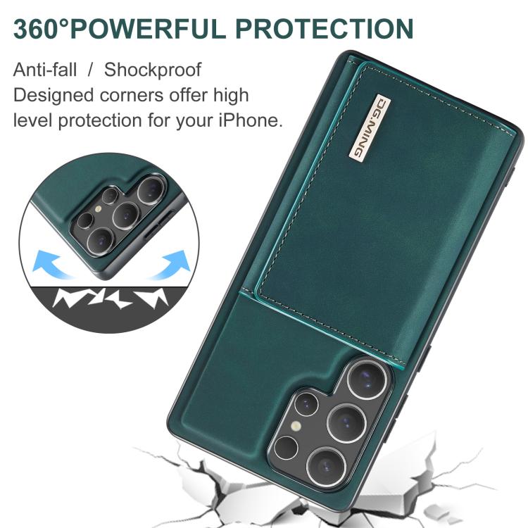 For Samsung Galaxy S25 Ultra 5G DG.MING M1 Series 3-Fold Multi Card Wallet + Magnetic Phone Case(Green) - Galaxy S25 Ultra 5G Cases by DG.MING | Online Shopping UK | buy2fix