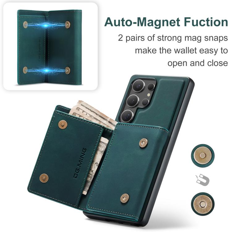 For Samsung Galaxy S25 Ultra 5G DG.MING M1 Series 3-Fold Multi Card Wallet + Magnetic Phone Case(Green) - Galaxy S25 Ultra 5G Cases by DG.MING | Online Shopping UK | buy2fix
