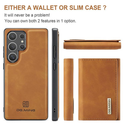 For Samsung Galaxy S25 Ultra 5G DG.MING M1 Series 3-Fold Multi Card Wallet + Magnetic Phone Case(Brown) - Galaxy S25 Ultra 5G Cases by DG.MING | Online Shopping UK | buy2fix