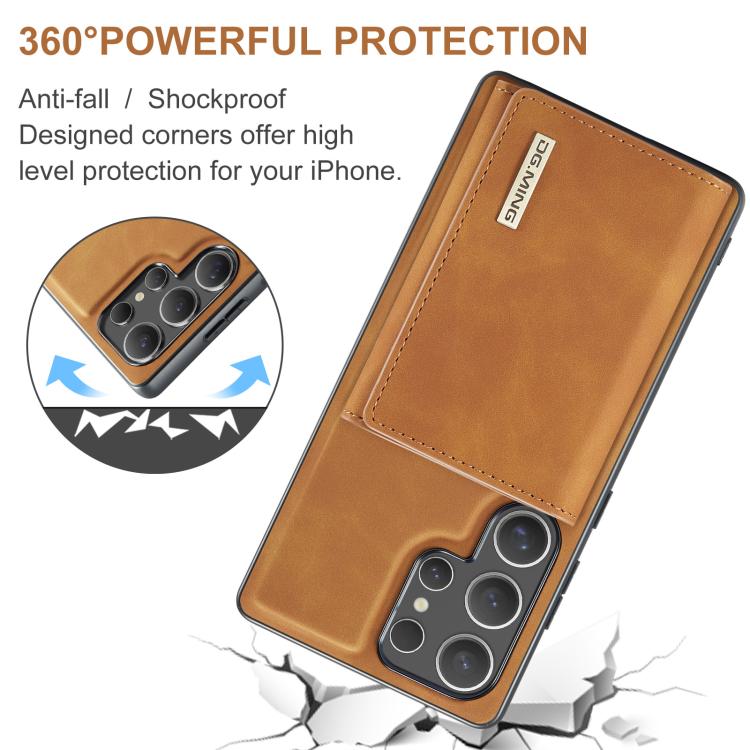 For Samsung Galaxy S25 Ultra 5G DG.MING M1 Series 3-Fold Multi Card Wallet + Magnetic Phone Case(Brown) - Galaxy S25 Ultra 5G Cases by DG.MING | Online Shopping UK | buy2fix