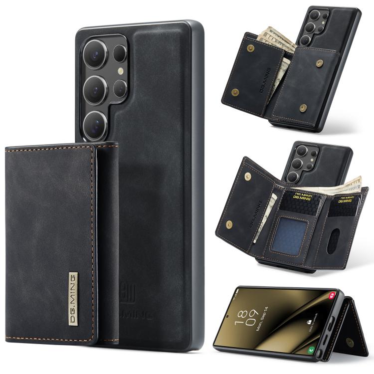 For Samsung Galaxy S25 Ultra 5G DG.MING M1 Series 3-Fold Multi Card Wallet + Magnetic Phone Case(Black) - Galaxy S25 Ultra 5G Cases by DG.MING | Online Shopping UK | buy2fix