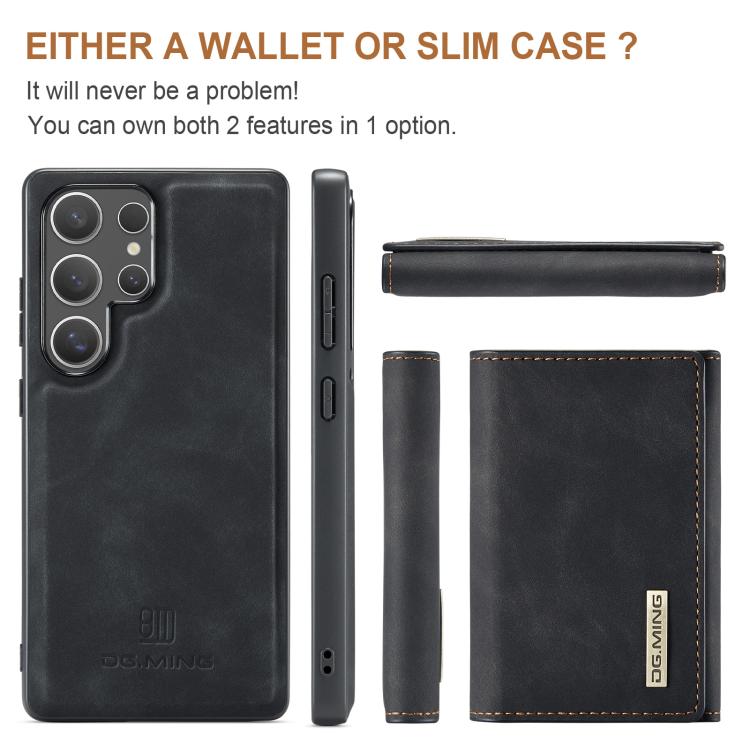 For Samsung Galaxy S25 Ultra 5G DG.MING M1 Series 3-Fold Multi Card Wallet + Magnetic Phone Case(Black) - Galaxy S25 Ultra 5G Cases by DG.MING | Online Shopping UK | buy2fix