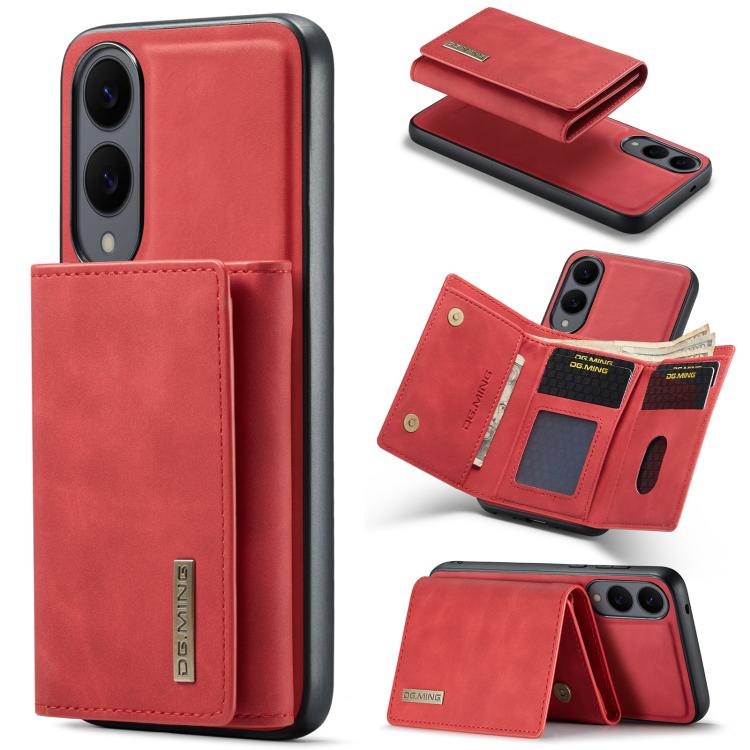 For Samsung Galaxy S25 Edge 5G DG.MING M1 Series 3-Fold Multi Card Wallet + Magnetic Phone Case(Red) - Galaxy S25 Edge 5G Cases by DG.MING | Online Shopping UK | buy2fix