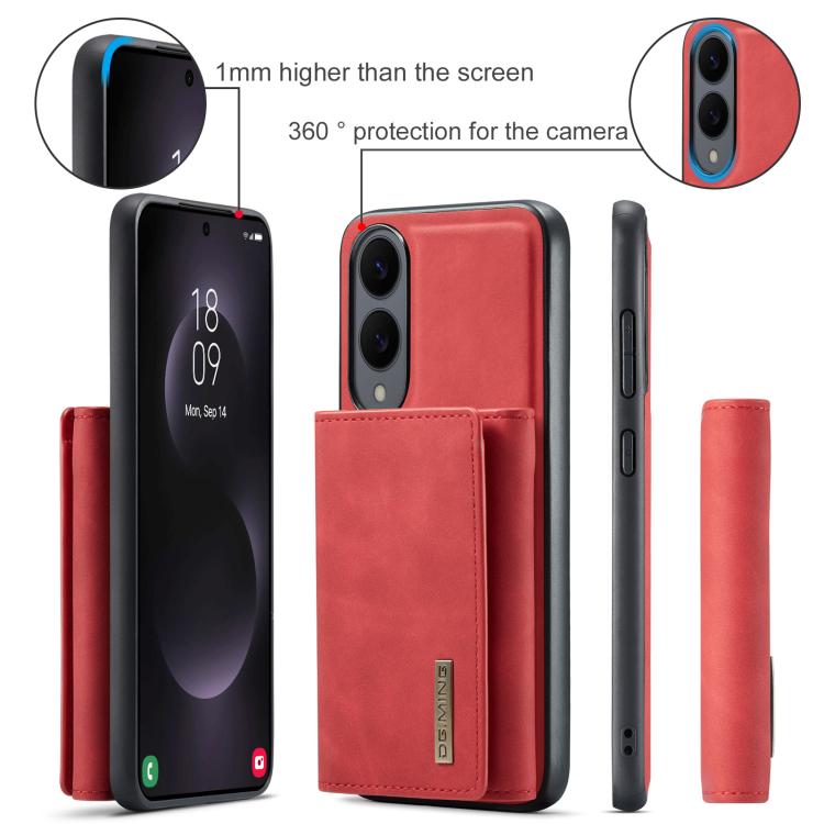 For Samsung Galaxy S25 Edge 5G DG.MING M1 Series 3-Fold Multi Card Wallet + Magnetic Phone Case(Red) - Galaxy S25 Edge 5G Cases by DG.MING | Online Shopping UK | buy2fix