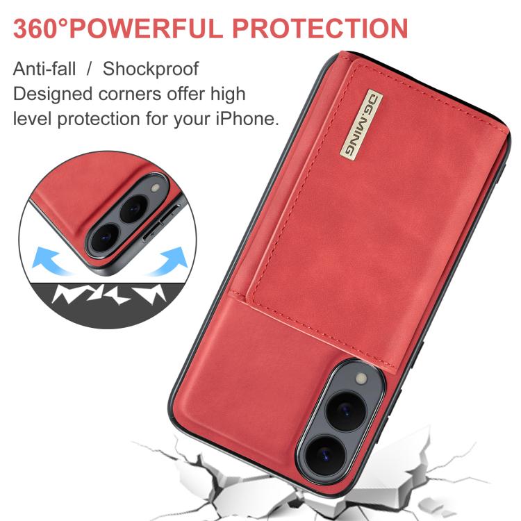 For Samsung Galaxy S25 Edge 5G DG.MING M1 Series 3-Fold Multi Card Wallet + Magnetic Phone Case(Red) - Galaxy S25 Edge 5G Cases by DG.MING | Online Shopping UK | buy2fix