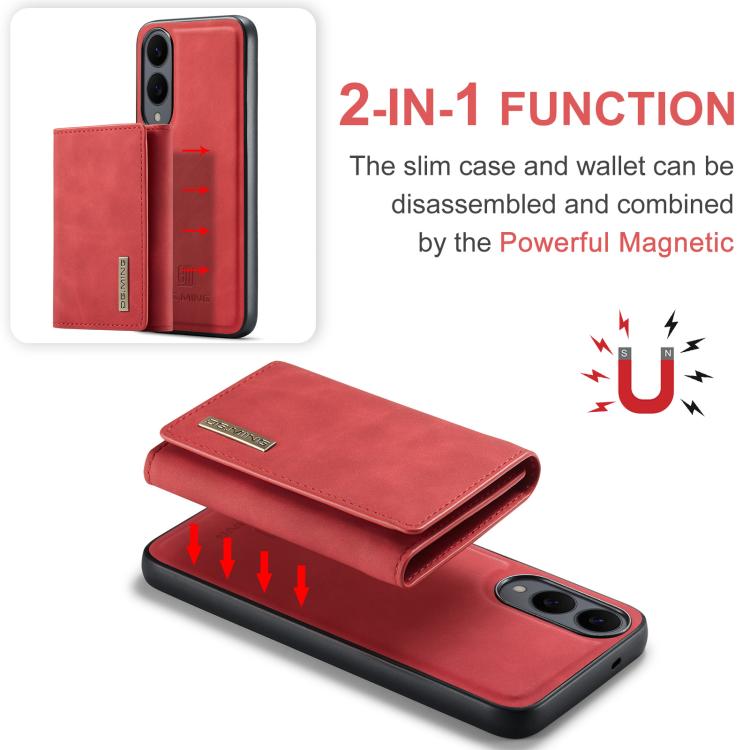 For Samsung Galaxy S25 Edge 5G DG.MING M1 Series 3-Fold Multi Card Wallet + Magnetic Phone Case(Red) - Galaxy S25 Edge 5G Cases by DG.MING | Online Shopping UK | buy2fix