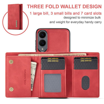 For Samsung Galaxy S25 Edge 5G DG.MING M1 Series 3-Fold Multi Card Wallet + Magnetic Phone Case(Red) - Galaxy S25 Edge 5G Cases by DG.MING | Online Shopping UK | buy2fix