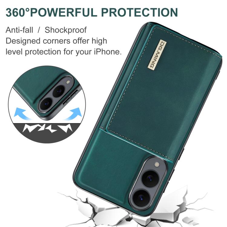 For Samsung Galaxy S25 Edge 5G DG.MING M1 Series 3-Fold Multi Card Wallet + Magnetic Phone Case(Green) - Galaxy S25 Edge 5G Cases by DG.MING | Online Shopping UK | buy2fix