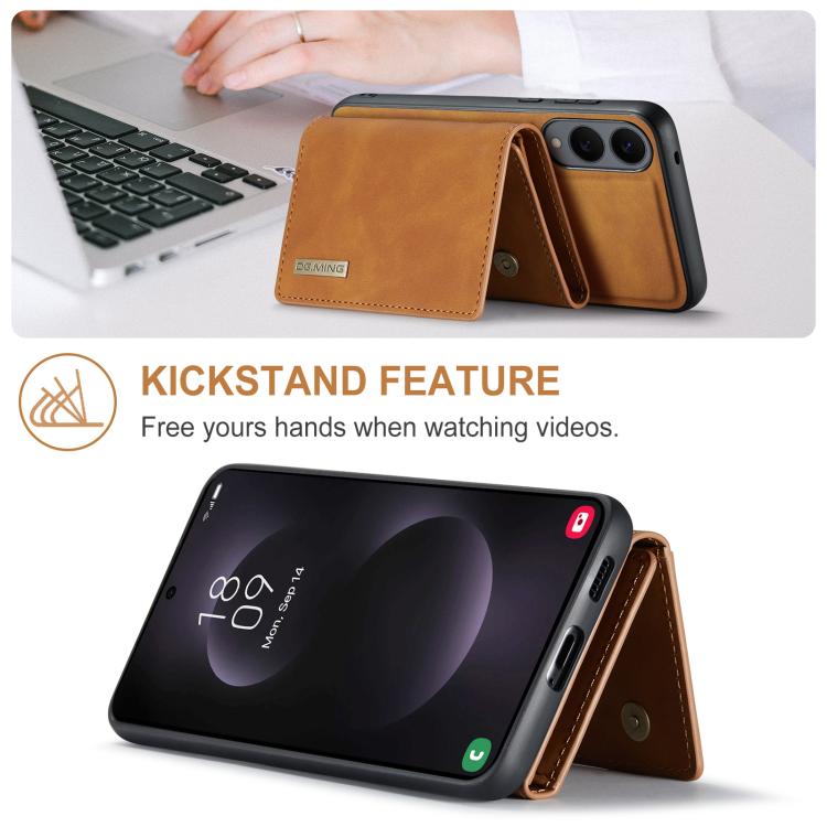 For Samsung Galaxy S25 Edge 5G DG.MING M1 Series 3-Fold Multi Card Wallet + Magnetic Phone Case(Brown) - Galaxy S25 Edge 5G Cases by DG.MING | Online Shopping UK | buy2fix