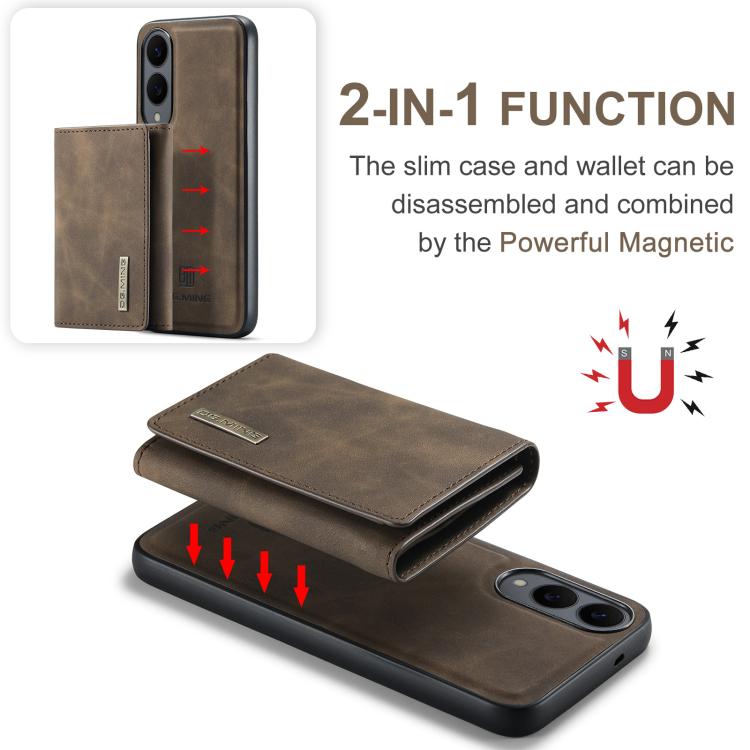 For Samsung Galaxy S25 Edge 5G DG.MING M1 Series 3-Fold Multi Card Wallet + Magnetic Phone Case(Coffee) - Galaxy S25 Edge 5G Cases by DG.MING | Online Shopping UK | buy2fix