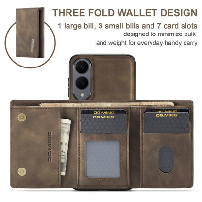 For Samsung Galaxy S25 Edge 5G DG.MING M1 Series 3-Fold Multi Card Wallet + Magnetic Phone Case(Coffee) - Galaxy S25 Edge 5G Cases by DG.MING | Online Shopping UK | buy2fix